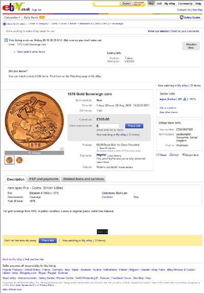 aqua_firefox  eBay Listing for Gold Sovereign 1976 Coin